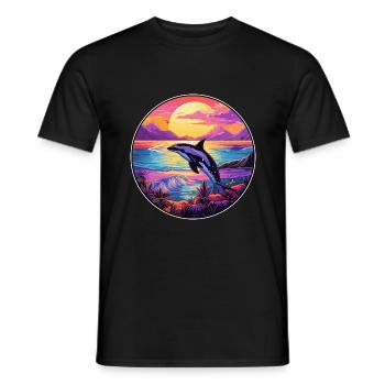 Orca Buntes Aquarell Cartoon Kawaii Tier - Männer T-Shirt - Schwarz - Vorne - AI Model Male 178 light (178cm)