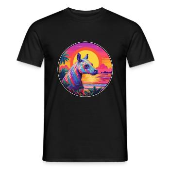 Tapir Colorful Watercolor Cartoon Kawaii Animal - Men's T-Shirt - black - Front - AI Model Male 178 light (178cm)