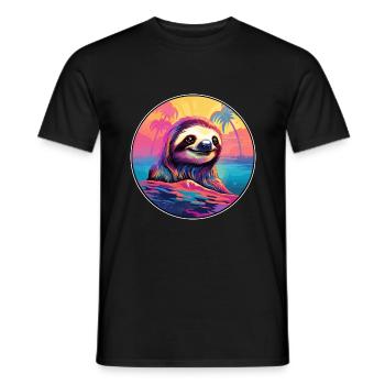 Faultier buntes Aquarell Cartoon Kawaii Tier - Männer T-Shirt - Schwarz - Vorne - AI Model Male 178 light (178cm)