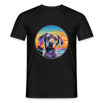 Hund Buntes Aquarell Cartoon Kawaii Tier - Männer T-Shirt - Schwarz - Vorne - AI Model Male 178 light (178cm)