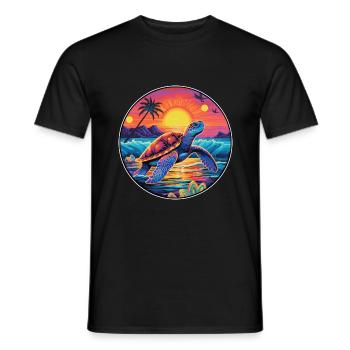 Turtle Colorful Watercolor Cartoon Kawaii Animal - Men's T-Shirt - black - Front - AI Model Male 178 light (178cm)