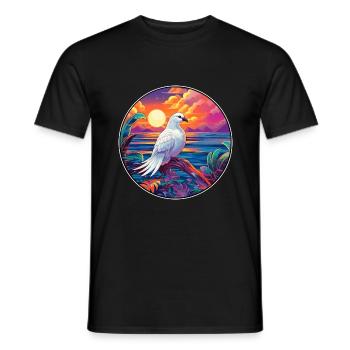 Dove Colorful Watercolor Cartoon Kawaii Animal - Men's T-Shirt - black - Front - AI Model Male 178 light (178cm)