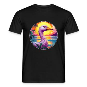 Duck Colorful Watercolor Cartoon Kawaii Animal - Men's T-Shirt - black - Front - AI Model Male 178 light (178cm)
