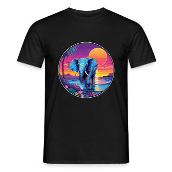 Elephant Colorful Watercolor Cartoon Kawaii Animal - Men's T-Shirt - black - Front - AI Model Male 178 light (178cm)