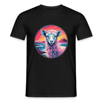 Schaf Buntes Aquarell Cartoon Kawaii Tier - Männer T-Shirt - Schwarz - Vorne - AI Model Male 178 light (178cm)