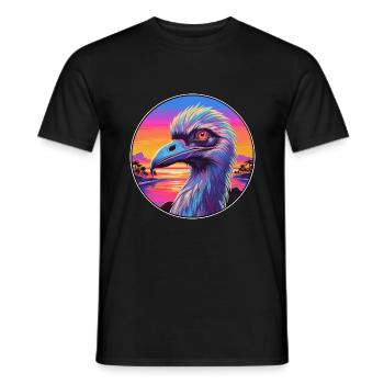 Emu Colorful Watercolor Cartoon Kawaii Animal - Men's T-Shirt - black - Front - AI Model Male 178 light (178cm)