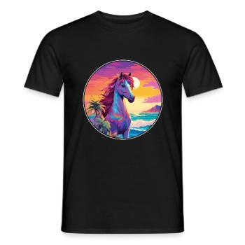 Pony Buntes Aquarell Cartoon Kawaii Tier - Männer T-Shirt - Schwarz - Vorne - AI Model Male 178 light (178cm)