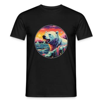 Polar Bear Colorful Watercolor Cartoon Kawaii Pet - Men's T-Shirt - black - Front - AI Model Male 178 light (178cm)