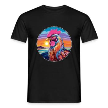 Hahn buntes Aquarell Cartoon Kawaii Tier - Männer T-Shirt - Schwarz - Vorne - AI Model Male 178 light (178cm)