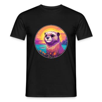 Gopher Colorful Watercolor Cartoon Kawaii Animal - Men's T-Shirt - black - Front - AI Model Male 178 light (178cm)