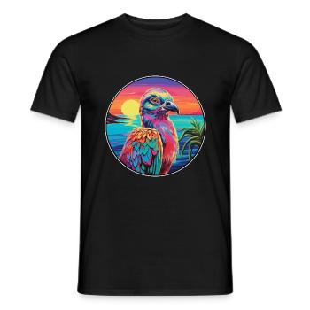perdrix coloré aquarelle dessin animé Kawaii animal de compagnie - T-shirt homme - noir - Devant - AI Model Male 178 light (178cm)