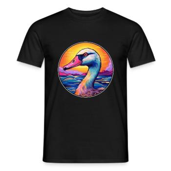 oie coloré aquarelle dessin animé Kawaii Animal - T-shirt homme - noir - Devant - AI Model Male 178 light (178cm)
