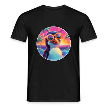 Penguin Colorful Watercolor Cartoon Kawaii Animal - Men's T-Shirt - black - Front - AI Model Male 178 light (178cm)