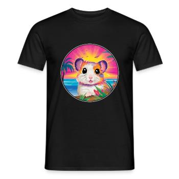 Hamster Buntes Aquarell Cartoon Kawaii Tier - Männer T-Shirt - Schwarz - Vorne - AI Model Male 178 light (178cm)