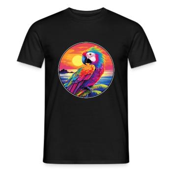 Papagei Buntes Aquarell Cartoon Kawaii Tier - Männer T-Shirt - Schwarz - Vorne - AI Model Male 178 light (178cm)