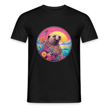 Und täglich grüßt das Murmeltier bunte Aquarell-Karikatur Kawaii Haustier - Männer T-Shirt - Schwarz - Vorne - AI Model Male 178 light (178cm)