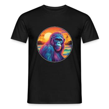 Orang-Utan Buntes Aquarell Cartoon Kawaii Haustier - Männer T-Shirt - Schwarz - Vorne - AI Model Male 178 light (178cm)