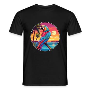 Papagei Buntes Aquarell Cartoon Kawaii Tier - Männer T-Shirt - Schwarz - Vorne - AI Model Male 178 light (178cm)