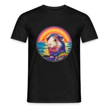 Meerschweinchen Buntes Aquarell Cartoon Kawaii Haustier - Männer T-Shirt - Schwarz - Vorne - AI Model Male 178 light (178cm)