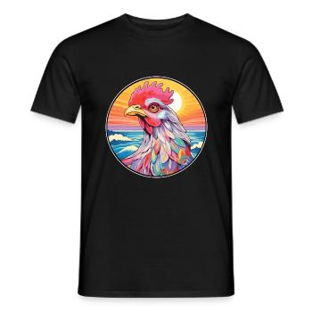 Henne Buntes Aquarell Cartoon Kawaii Tier - Männer T-Shirt - Schwarz - Vorne - AI Model Male 178 light (178cm)