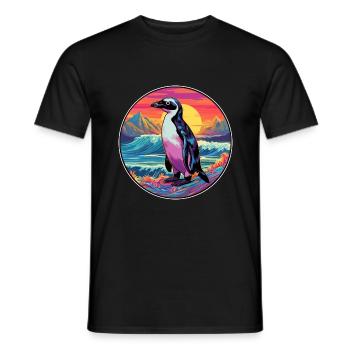Penguin Colorful Watercolor Cartoon Kawaii Animal - Men's T-Shirt - black - Front - AI Model Male 178 light (178cm)