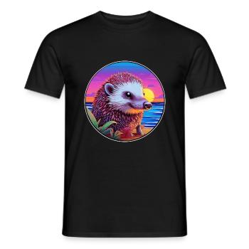 Igel Buntes Aquarell Cartoon Kawaii Tier - Männer T-Shirt - Schwarz - Vorne - AI Model Male 178 light (178cm)