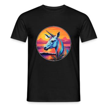 Oryx coloré aquarelle dessin animé Kawaii Animal - T-shirt homme - noir - Devant - AI Model Male 178 light (178cm)