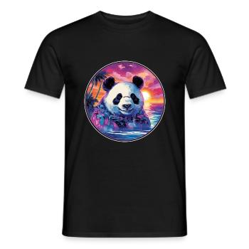 Panda Buntes Aquarell Cartoon Kawaii Tier - Männer T-Shirt - Schwarz - Vorne - AI Model Male 178 light (178cm)
