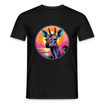 Okapi Colorful Watercolor Cartoon Kawaii Animal - Men's T-Shirt - black - Front - AI Model Male 178 light (178cm)