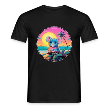 Maus Buntes Aquarell Cartoon Kawaii Tier - Männer T-Shirt - Schwarz - Vorne - AI Model Male 178 light (178cm)