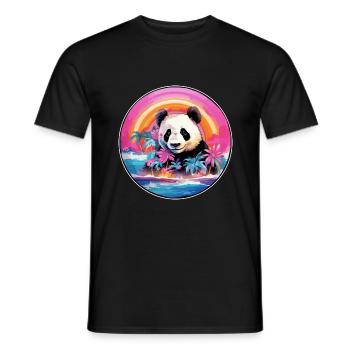 Panda Buntes Aquarell Cartoon Kawaii Tier - Männer T-Shirt - Schwarz - Vorne - AI Model Male 178 light (178cm)