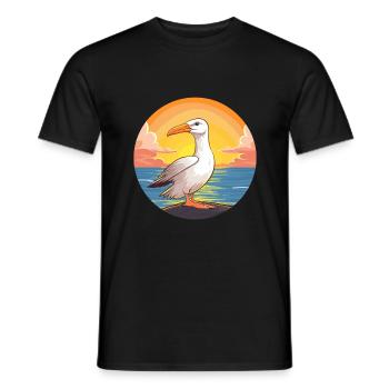 Albatross Colorful Watercolor Cartoon Kawaii Pet - Men's T-Shirt - black - Front - AI Model Male 178 light (178cm)