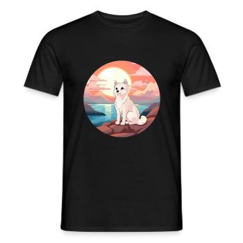 Polarfuchs Bunte Aquarell-Karikatur Kawaii Haustier - Männer T-Shirt - Schwarz - Vorne - AI Model Male 178 light (178cm)