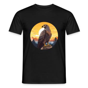 Bussard Buntes Aquarell Cartoon Kawaii Tier - Männer T-Shirt - Schwarz - Vorne - AI Model Male 178 light (178cm)