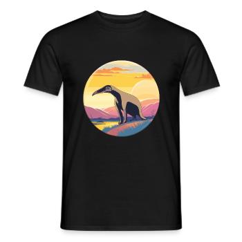 Anteater Colorful Watercolor Cartoon Kawaii Animal - Men's T-Shirt - black - Front - AI Model Male 178 light (178cm)