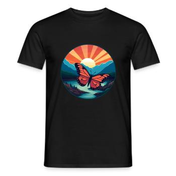 Schmetterling Bunte Aquarell-Karikatur Kawaii Haustier - Männer T-Shirt - Schwarz - Vorne - AI Model Male 178 light (178cm)