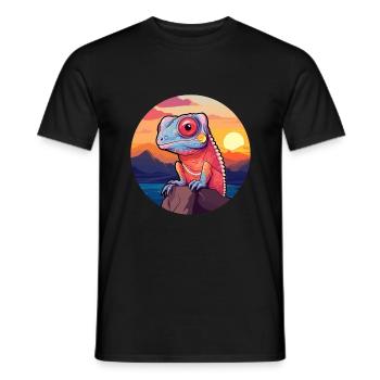 Chameleon Colorful Watercolor Cartoon Kawaii Pet - Men's T-Shirt - black - Front - AI Model Male 178 light (178cm)