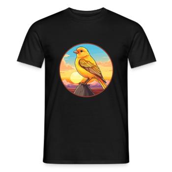 Canari oiseau coloré aquarelle dessin animé kawaii animal de compagnie - T-shirt homme - noir - Devant - AI Model Male 178 light (178cm)