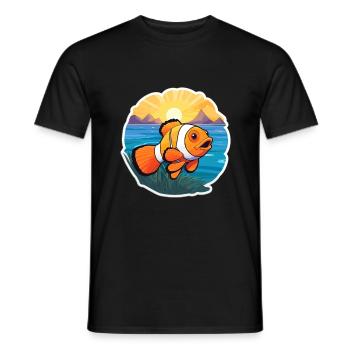 Poisson-clown aquarelle colorée dessin animé kawaii animal de compagnie - T-shirt homme - noir - Devant - AI Model Male 178 light (178cm)