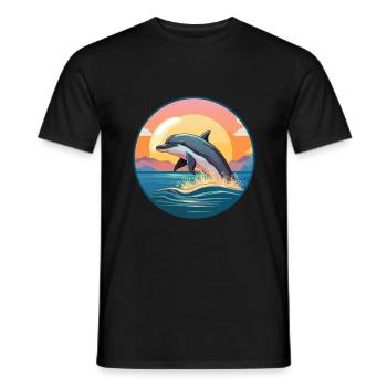 Delfin buntes Aquarell Cartoon Kawaii Tier - Männer T-Shirt - Schwarz - Vorne - AI Model Male 178 light (178cm)