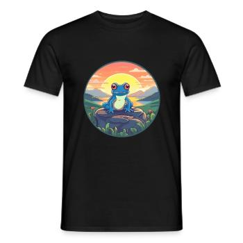 Frosch buntes Aquarell Cartoon Kawaii Tier - Männer T-Shirt - Schwarz - Vorne - AI Model Male 178 light (178cm)