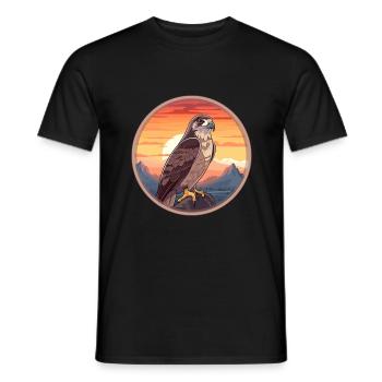 Hawk Colorful Watercolor Cartoon Kawaii Animal - Men's T-Shirt - black - Front - AI Model Male 178 light (178cm)