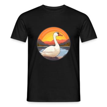 Oie Aquarelle Colorée Dessin Animé Kawaii Animal - T-shirt homme - noir - Devant - AI Model Male 178 light (178cm)
