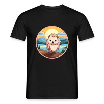 Igel Buntes Aquarell Cartoon Kawaii Tier - Männer T-Shirt - Schwarz - Vorne - AI Model Male 178 light (178cm)