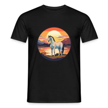 Pferd buntes Aquarell Karikatur Kawaii Tier - Männer T-Shirt - Schwarz - Vorne - AI Model Male 178 light (178cm)