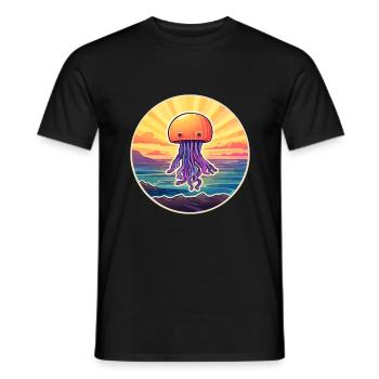 Méduse Aquarelle Colorée Dessin Animé Kawaii Pet - T-shirt homme - noir - Devant - AI Model Male 178 light (178cm)