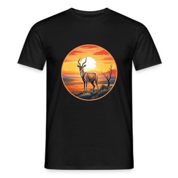 Impala Buntes Aquarell Cartoon Kawaii Tier - Männer T-Shirt - Schwarz - Vorne - AI Model Male 178 light (178cm)