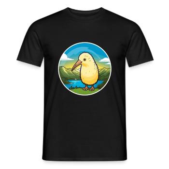 Kiwi Vogel Buntes Aquarell Cartoon Kawaii Haustier - Männer T-Shirt - Schwarz - Vorne - AI Model Male 178 light (178cm)