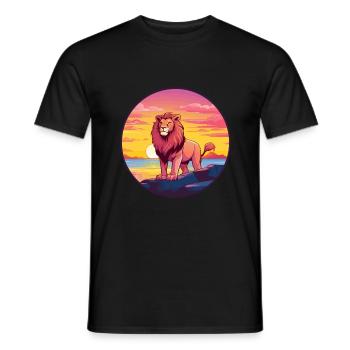 Lion Colorful Watercolor Cartoon Kawaii Animal - Men's T-Shirt - black - Front - AI Model Male 178 light (178cm)