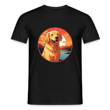Golden Retriever Hund Bunte Aquarell-Karikatur - Männer T-Shirt - Schwarz - Vorne - AI Model Male 178 light (178cm)